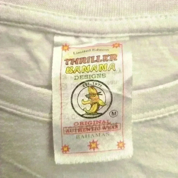 Vintage Limited Edition Thriller Banana design Bahamas White Shirt,Size M - Picture 2 of 3